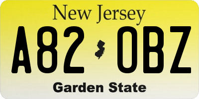 NJ license plate A82OBZ