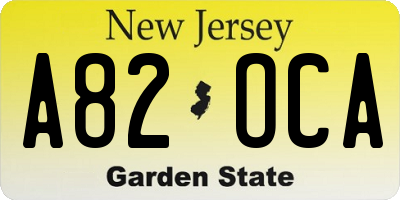 NJ license plate A82OCA