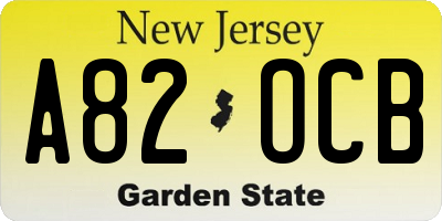 NJ license plate A82OCB