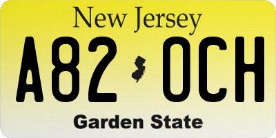 NJ license plate A82OCH