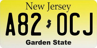 NJ license plate A82OCJ