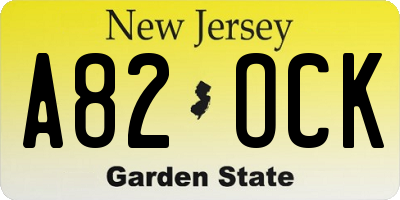 NJ license plate A82OCK