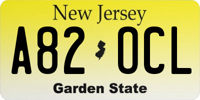 NJ license plate A82OCL