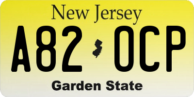 NJ license plate A82OCP