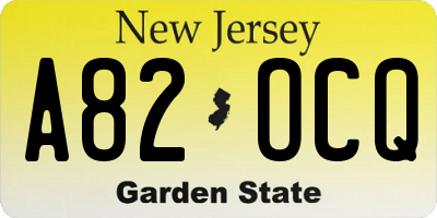 NJ license plate A82OCQ