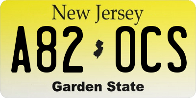 NJ license plate A82OCS