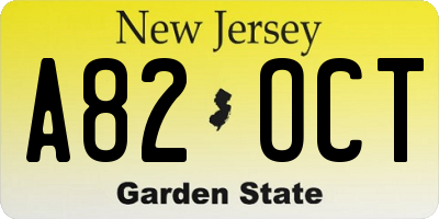 NJ license plate A82OCT