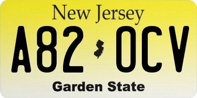 NJ license plate A82OCV