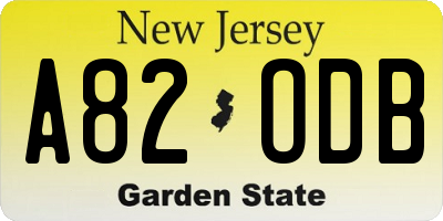 NJ license plate A82ODB