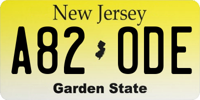 NJ license plate A82ODE