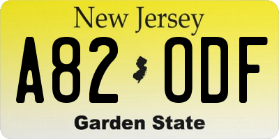 NJ license plate A82ODF