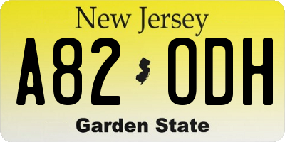 NJ license plate A82ODH