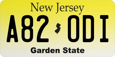 NJ license plate A82ODI