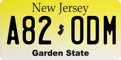 NJ license plate A82ODM