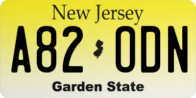NJ license plate A82ODN