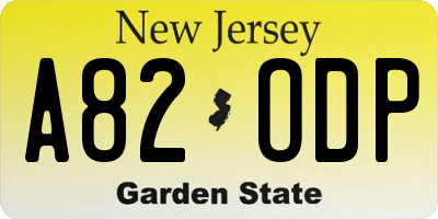 NJ license plate A82ODP