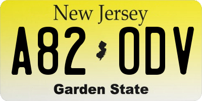 NJ license plate A82ODV