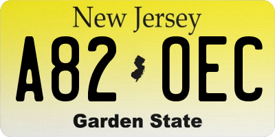 NJ license plate A82OEC
