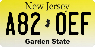 NJ license plate A82OEF