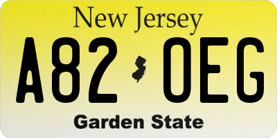 NJ license plate A82OEG