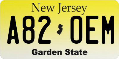 NJ license plate A82OEM