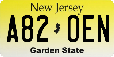 NJ license plate A82OEN