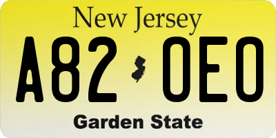 NJ license plate A82OEO