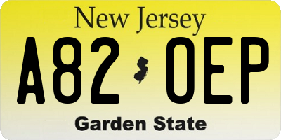 NJ license plate A82OEP