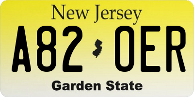 NJ license plate A82OER