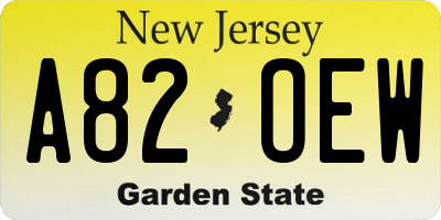 NJ license plate A82OEW