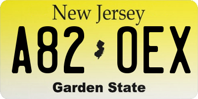 NJ license plate A82OEX