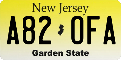 NJ license plate A82OFA