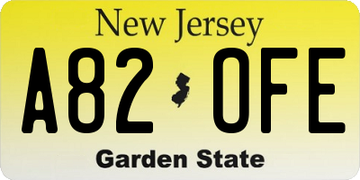 NJ license plate A82OFE
