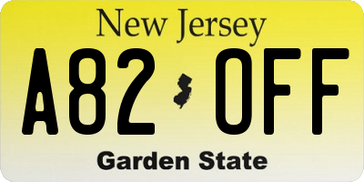 NJ license plate A82OFF
