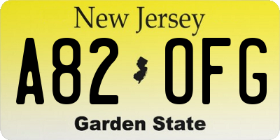 NJ license plate A82OFG