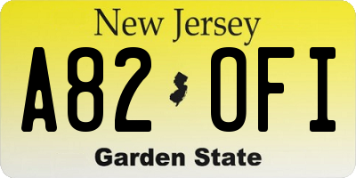 NJ license plate A82OFI