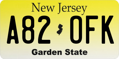 NJ license plate A82OFK
