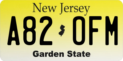 NJ license plate A82OFM