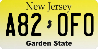 NJ license plate A82OFO