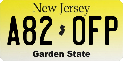 NJ license plate A82OFP