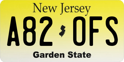 NJ license plate A82OFS