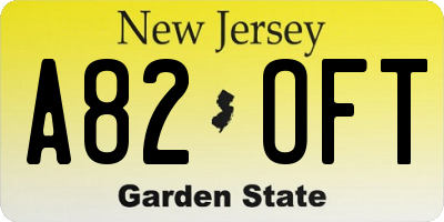 NJ license plate A82OFT