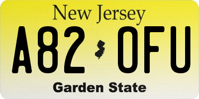 NJ license plate A82OFU