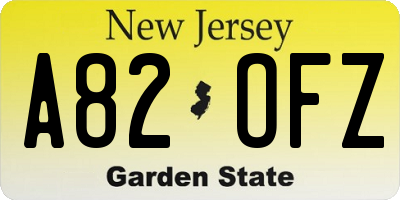 NJ license plate A82OFZ