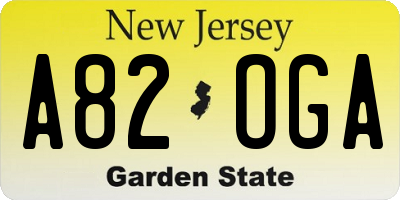 NJ license plate A82OGA