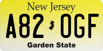 NJ license plate A82OGF