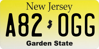 NJ license plate A82OGG