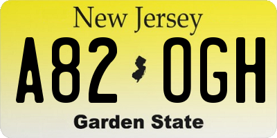 NJ license plate A82OGH