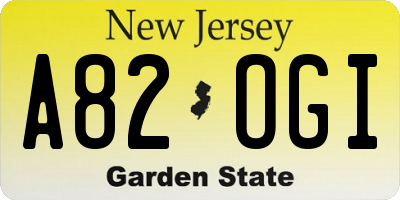 NJ license plate A82OGI