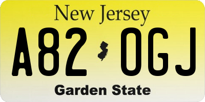 NJ license plate A82OGJ